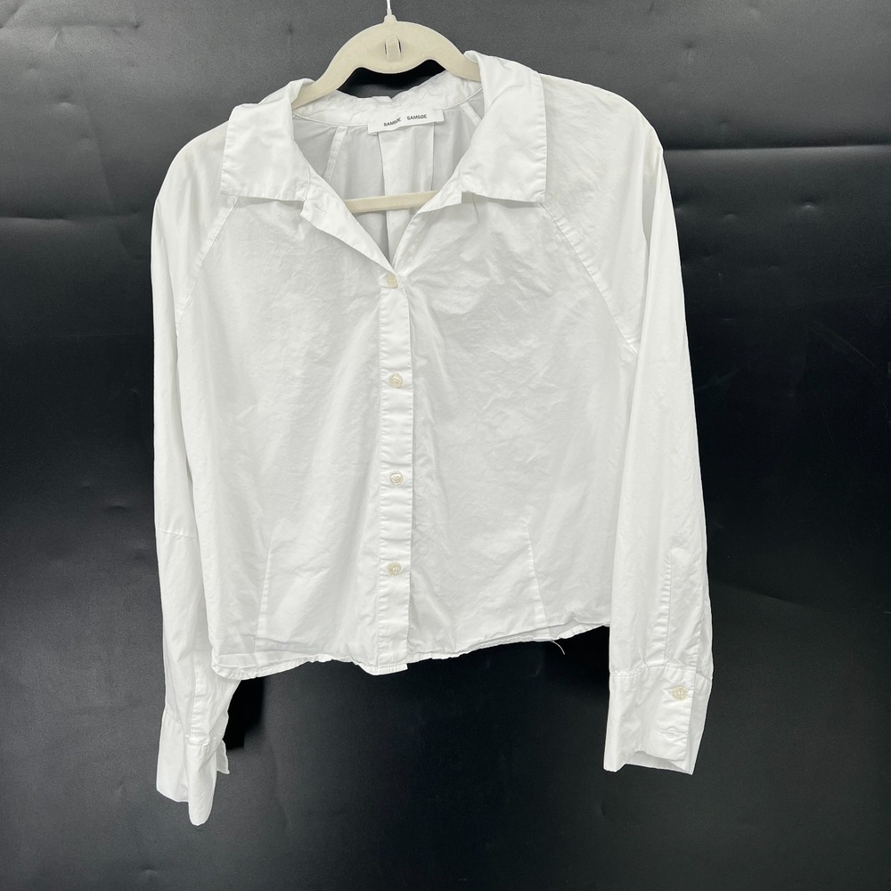 Samsoe Samsoe button front white sakya shirt minimalist quiet luxury oversized M